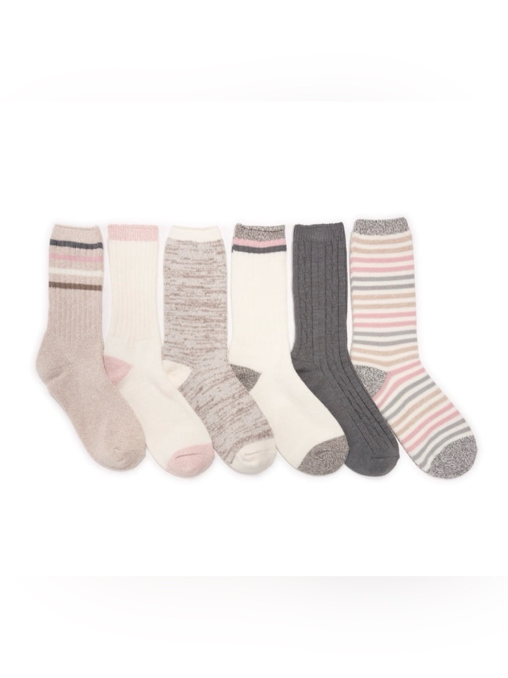 MUK LUKS Women’s Fluffy Dream Crew Boot Socks, 6 Packs, OSFM